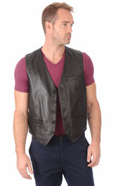 Men Genuine Leather Waistcoat 05 SkinOutfit